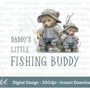 Clipart copain de pêche papa, PNG, 1ère fête des pères, pêche à l'ours, clipart transparent, téléchargement immédiat, impression par sublimation
