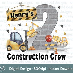 Equipe de construção 2 Clipart Família Camiseta Escavadeira Escavadeira PNG Camisetas de aniversário Design de sublimação Imagem digital Topo de bolo Design de camisa UVDTF