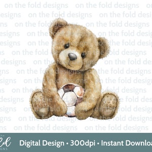 Voetbal teddy clipart voetbal jongen verjaardag tshirt baby vest kaart print je eigen png-bestand gepersonaliseerde footie party footy sublimatie UVDTF