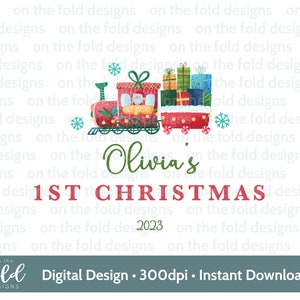 Christmas Train, 1st Xmas, Baby Clipart, PNG Digital Download, Baby Clothes, Christmas Card Design, Sublimation, Card Making DTF Santa Sack