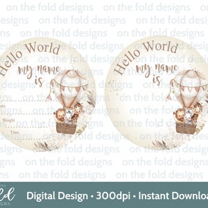 Nouveau bébé Clipart Safari montgolfière Design neutre faire-part de naissance Sublimation UVDTF DTG PNG graphique nouveauté détails carte gilet