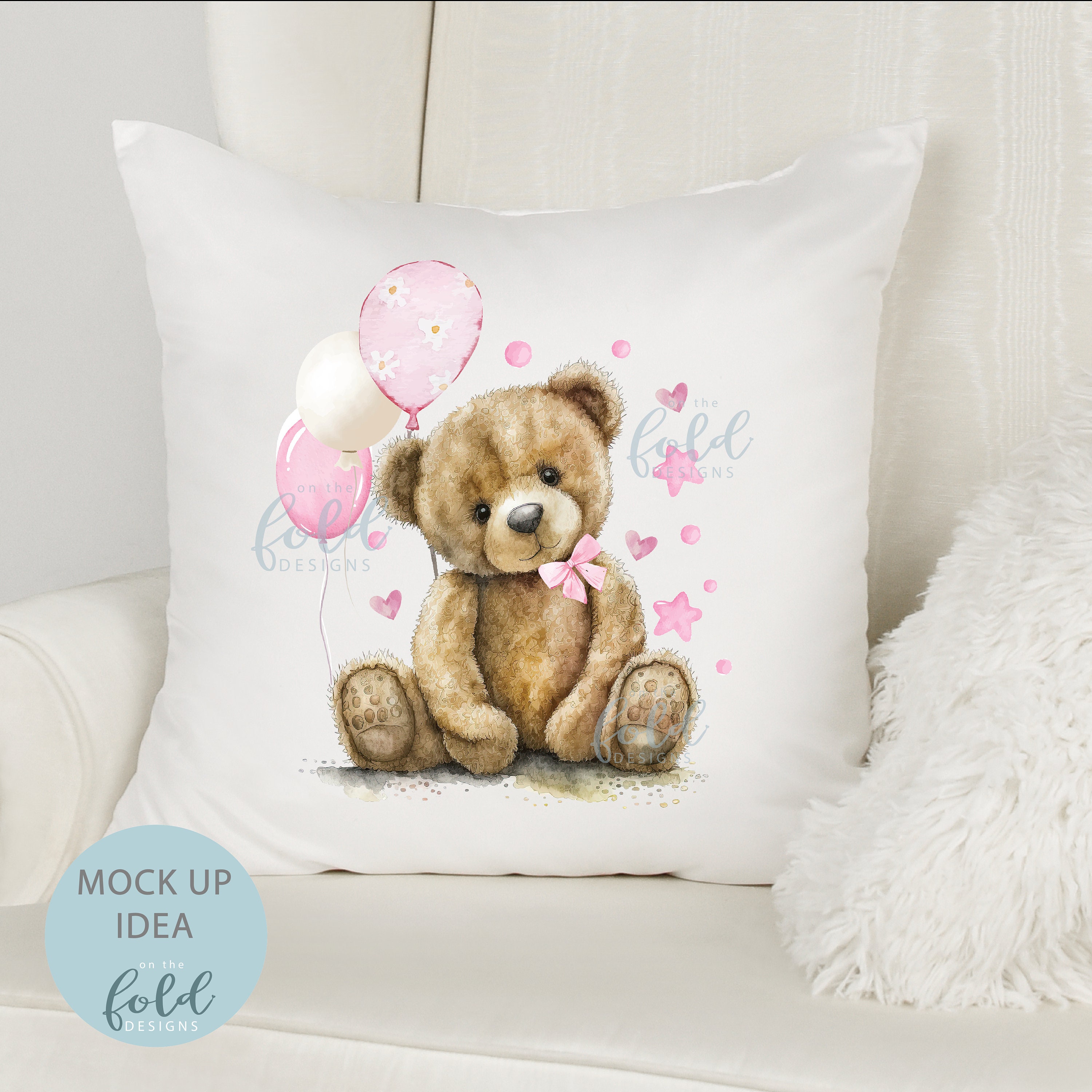 Teddy Bear, Pink Balloon Clipart Birthday, UVDTF Sublimation PNG ...