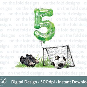 Voetbal 5e verjaardag clipart voetbal jongen tshirt baby vest kaart print je eigen PNG gepersonaliseerde footie party footy boots sublimatie UVDTF