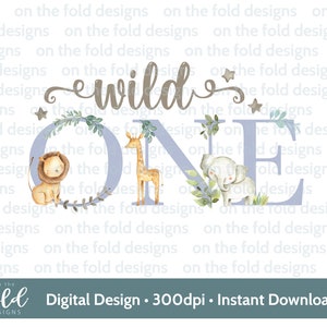 Clipart Wild One Safari, animaux de la jungle, png, clipart transparent, téléchargement immédiat, impression personnalisée, cadeaux de cartes de 1er anniversaire, art mural