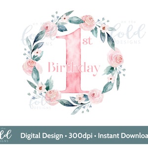Ballerina 1 Geburtstag rosa Sublimationsentwurf PNG digitaler Download
