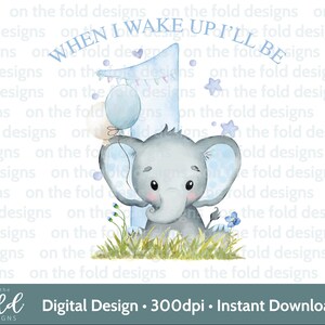 Premier anniversaire d'éléphant, téléchargement png, fond transparent, premier souvenir, conception par sublimation, téléchargement numérique, fabrication de cartes