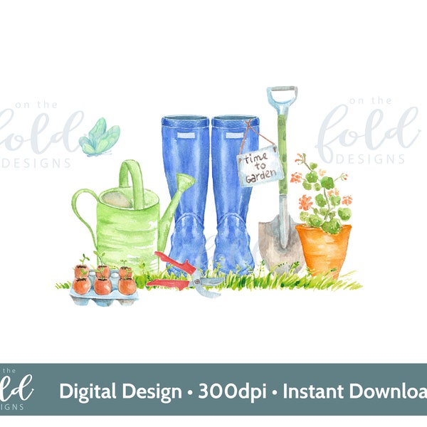 Welly Rain boot gardening allotment transparent clipart, instant download great to use in personalising crafts, sublimation and printing