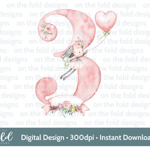 3rd Bunny Ballon Clipart, Sublimation, niedliches Kaninchen, Spaß, Geburtstag druckbar, PNG Designs, transparent, sofort-Download, Kartenherstellung