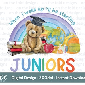 Comenzando la escuela secundaria Clipart 1er día Sublimación de la escuela primaria PNG Cuando me despierto Descarga digital PJ Diseño UVDTF Imagen transparente