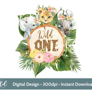 Wild ONE safari animale png trasparente clipart con download istantaneo, ottimo da utilizzare per personalizzare i tuoi regali per il primo compleanno