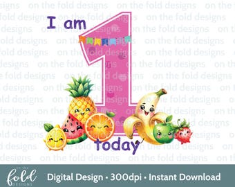 Clipart anniversaire Tutti Frutti : Aquarelle de fruits PNG (téléchargement numérique