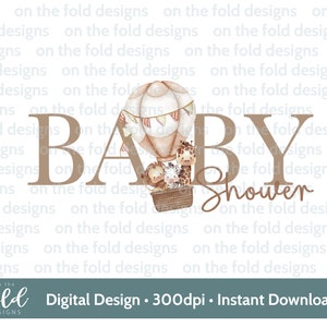 Shower de bébé, nouveau-né, animal de la jungle safari, montgolfière, garçon bleu, aquarelle PNG, clipart numérique, image imprimable par sublimation