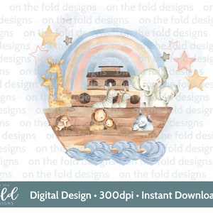 Noahs Ark Christening Baptism clipart PNG sublimation design instant download file with transparent background 300dpi