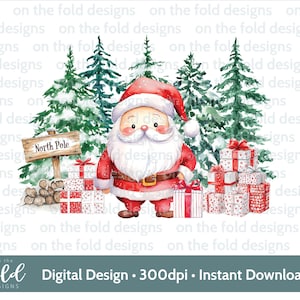 Christmas Santa clipart elfen, kerstman sublimatie noordpool png schattig winters tafereel, kussensloop pyjama trui t-shirt ontwerp xmas jpeg