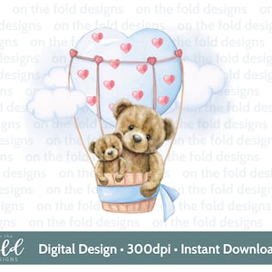 Urso de pelúcia 1º Dia das Mães Bebê Menino Balão de Ar Quente Clipart Nova Múmia PNG Download Digital Sublimação DTF Impressão Cartão Fazendo Colete de Bebê,