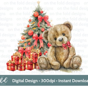 Teddy di Natale, 1° Natale, download istantaneo di clipart digitale PNG rosso, vestiti per bambini, design di cartoline di Natale, sublimazione, creazione di cartoline DTF, DTG
