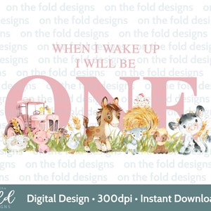Rose ferme cour animaux PNG Clipart 1er anniversaire Tshirt carte design DTF DTG impression par sublimation téléchargement immédiat fille une invite autocollant