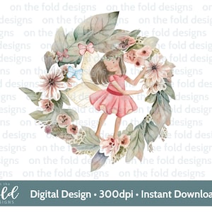 Clipart floral féerique arc-en-ciel, image aquarelle, fichier de téléchargement immédiat, fond transparent, PNG pour sublimation, fabrication de cartes, artisanat