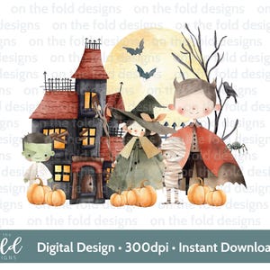 ハロウィーン クリップアート PNG かわいい魔女吸血鬼キャラクター デジタルダウンロード ベビー服 パジャマ デザイン PJ 画像 トリックオアトリート UVDTF DTG 昇華