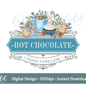 Hot chocolate cocoa bar clipart PNG for sublimation card crafts Christmas signs, cushions, posters etc