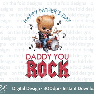 Clipart fête des pères, papa, vous, batteur de rock, groupe de musique musicien, 1ère fête des pères, carte d'impression par sublimation PNG Transparent et conception de gilet pour bébé