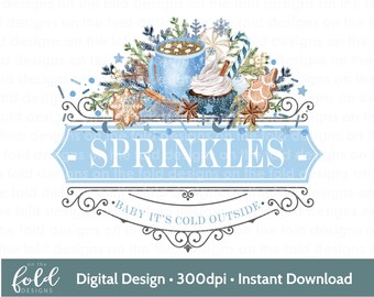 スプリンクル マシュマロ ホット チョコレート ココア バー クリップアート PNG 昇華クラフト クリスマス サイン、キャニスター、UV DTF DTG 転送イメージ デザイン