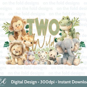 Safari deux animaux sauvages de la jungle rose, Png Transparent, téléchargement immédiat Personnaliser Impression 2e anniversaire cartes Cadeaux Safari vert sauge