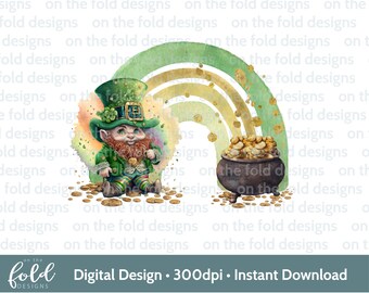 St Patrick's Day Watercolor Leprechaun Clipart, Irish PNG (Digital Download)