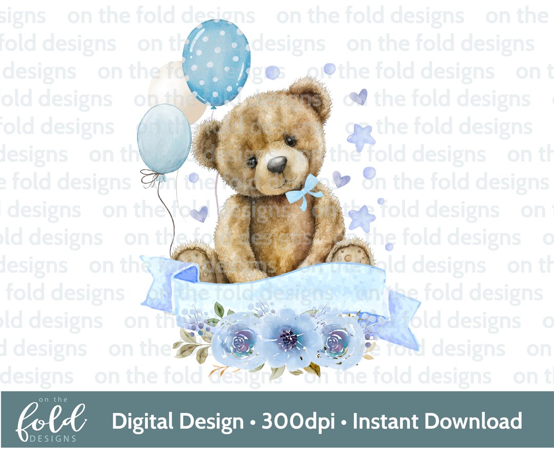 Teddy Bear, Blue Birthday Balloons, Png Download, Transparent, 1st ...