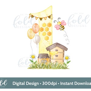 Biene erster Geburtstag, png Download, transparenter Hintergrund, erste Andenken, Sublimationsdesign, digitaler Download, Kartenbasteln