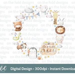 Noahs Ark clipart Frame Wreath PNG sublimation design instant download file with transparent background 300dpi Personalised Print DTF