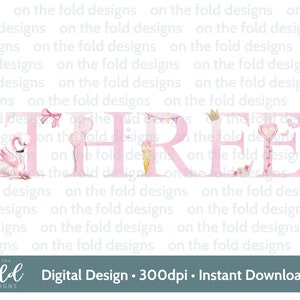 Flamingo, dritter Geburtstag, drei, Clipart, PNG, Sofort Download, Sublimation, Basteln, Mädchen Geburtstag, Kartendesign, rosa Mädchen, Zahl 3