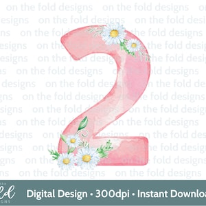 Daisy 2e verjaardag clipart png bloem schattig twee afbeelding opstrijkbare sublimatie crafting kaarten maken UVDTF DTG transparante download