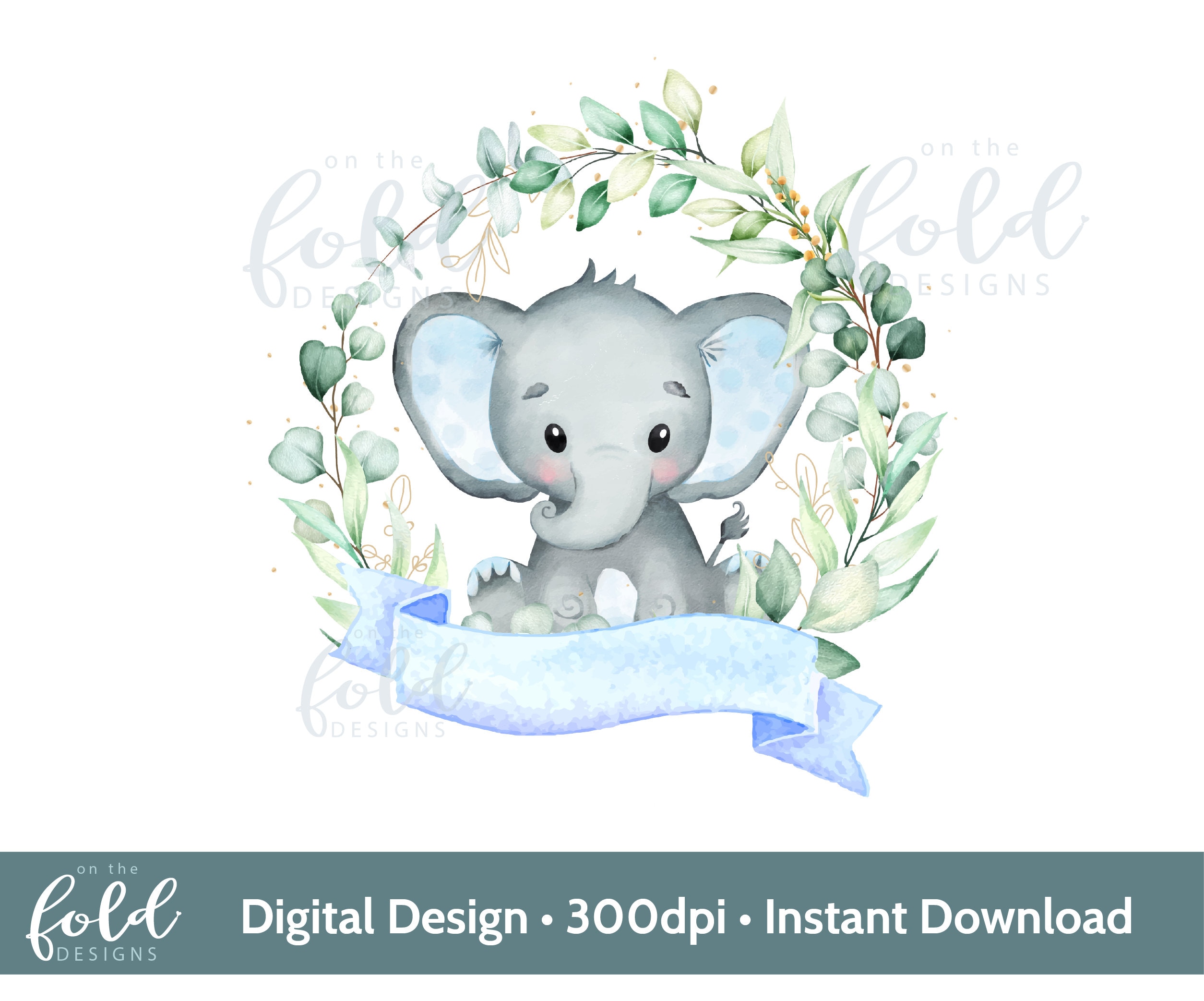 Baby Elephant Wreath, New Baby Clipart, Baby shower PNG, Boy Elephant, instant download, transparent background, sublimation, decal design