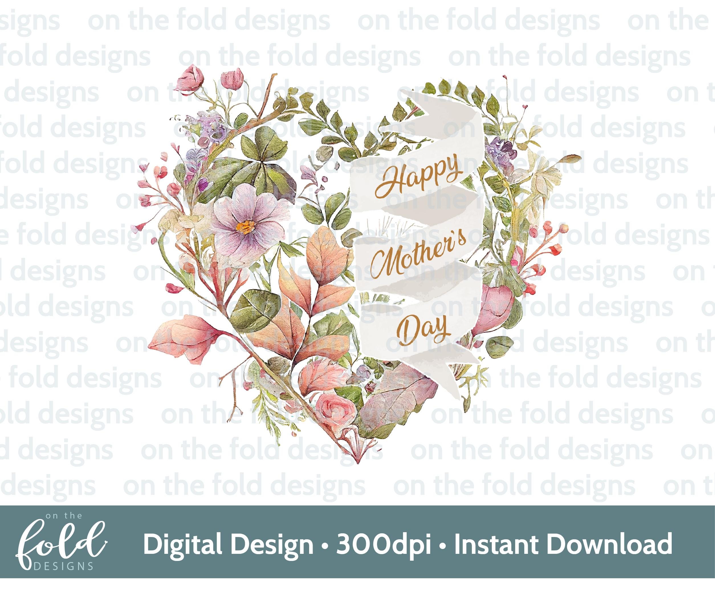 Mother's Day Clipart Flower Heart PNG Instant Digital Download Clipart ...