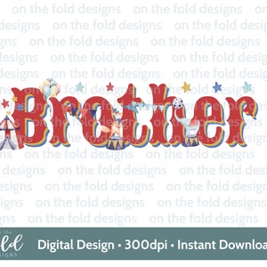 Circus broer verjaardag clipart PNG bijpassende feestthema familie kleding instant download sublimatie knutselen, t-shirt ontwerpen kaarten maken