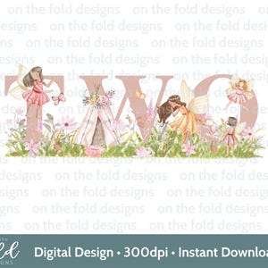 Fairy 2e verjaardag clipart magisch roze nummer twee aquarel clipart PNG meisje print transparante achtergrond sublimatie, sticker ontwerp