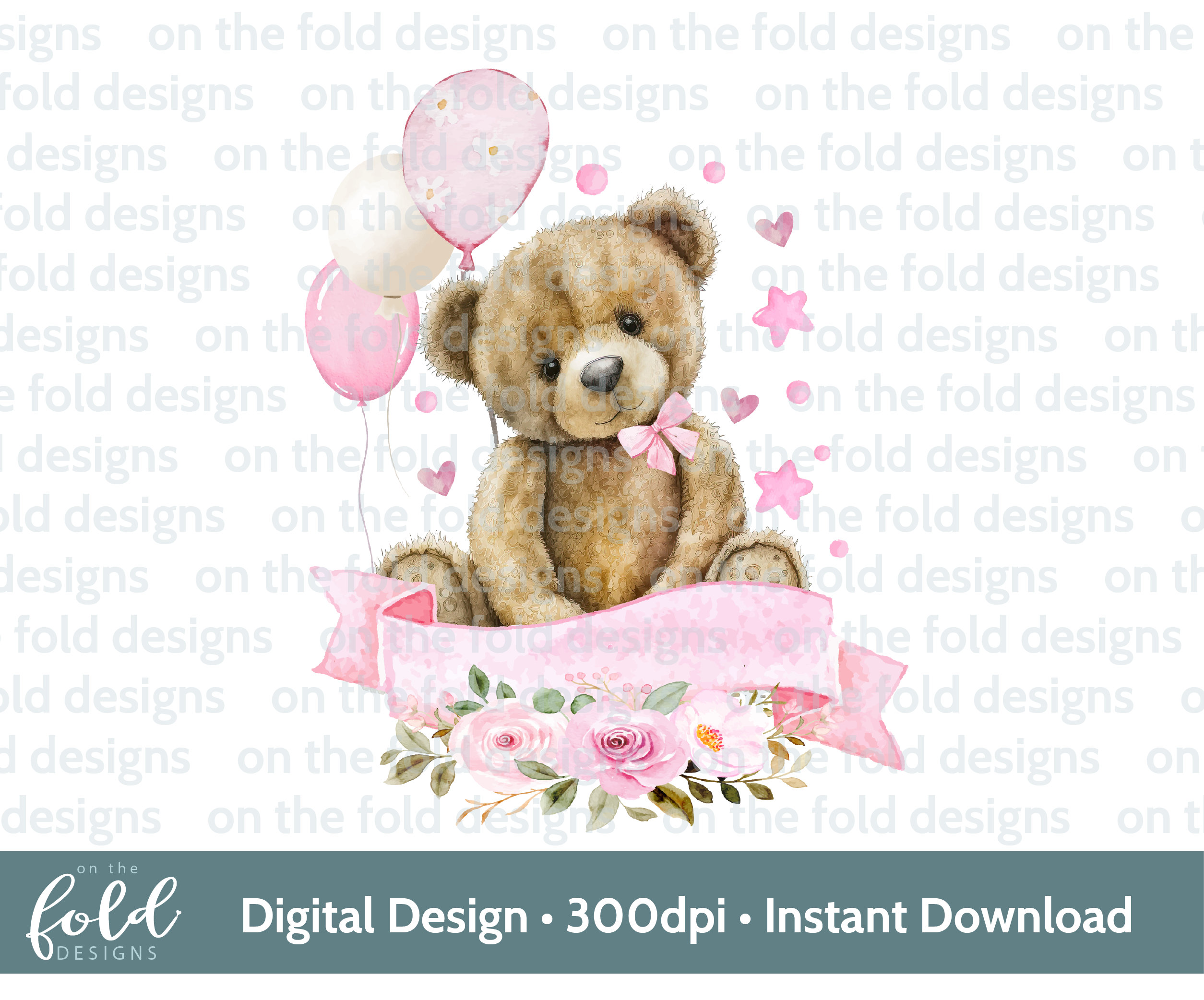 Teddy Bear, Pink Birthday Balloons, Png Download, Transparent, 1st ...