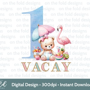 Vacay Clipart Mein 1. Urlaub, Urlaub am Strand, Tshirt Baby Weste Sandburg Strand Aquarell Digitale PNG Sommer Sublimation Passport UVDTF