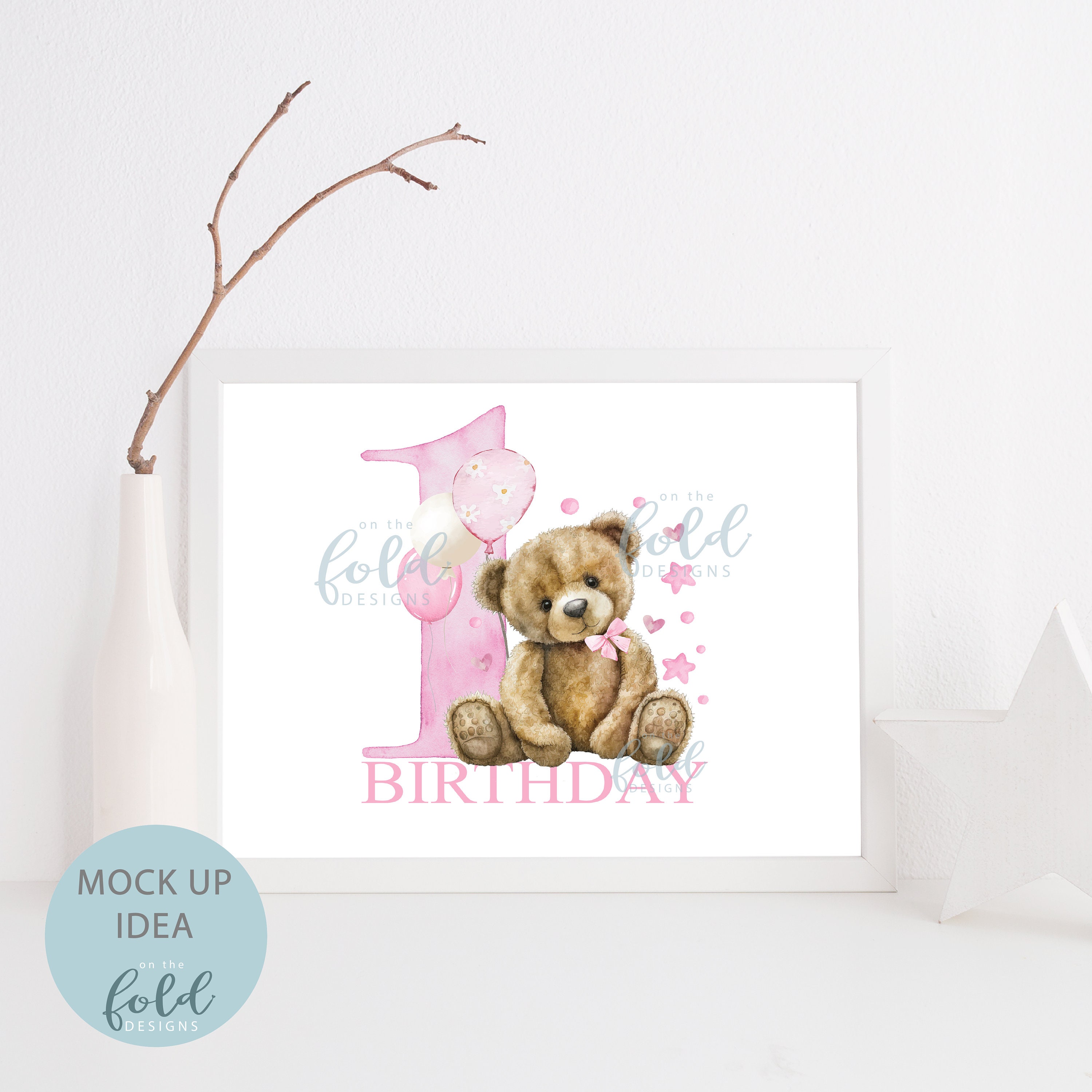 Teddy Bear, Pink Balloon Clipart Birthday, UVDTF Sublimation PNG ...