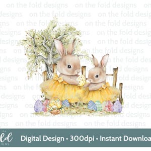Clipart di coniglietto pasquale giallo Ballerina Coniglio Acquerello PNG Immagine digitale a sublimazione Creazione di biglietti Design di gilet per neonati Immagine UV-DTF Pigiama di Pasqua