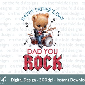 Clipart do Dia dos Pais, Papai Você Rock Baterista Jaqueta de Couro Rocker 1º Dia dos Pais Cartão de impressão transparente por sublimação PNG Design de colete de bebê