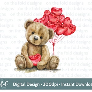 Vuoi essere il mio San Valentino Teddy Clipart Palloncini a cuore rosso PNG Download digitale Biglietti di sublimazione Regali personali e per piccole imprese, Teddy carino