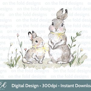 Clipart di coniglio Coniglio disegnato a mano Giardino primaverile Acquerello PNG Schizzo Pigiama Sublimazione Carta digitale Creazione Gilet per bambini Design UV-DTF Carta pigiama