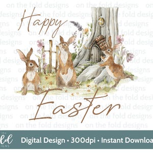 Osterhasen Clipart Verspieltes Kaninchen Aquarell PNG Sofortiges digitales Clipart Kartendesign Weste Sublimationsdruck UVDF