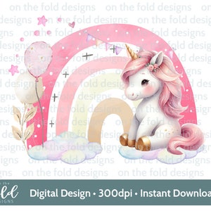 Unicornio Arco Iris PNG, diseño de imágenes prediseñadas transparentes, Cumpleaños de niña, Imagen, impresión por sublimación, fabricación de tarjetas, Imprime la tuya, descarga instantánea