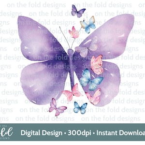 Schmetterling Clipart Geburtstag Lila Lila Bild PNG Sofortiger Download Sublimation Basteln Kartenherstellung Cake Topper Dekoration UVDTF