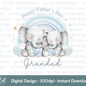 Fête des pères grand-père Clipart éléphant 1ère fête des pères arc-en-ciel bleu sublimation impression UVDTF DTG PNG carte bébé gilet grand-père Pops graphique
