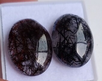 Beautiful Natural Black Rutilated Quartz,Top OvalShap Gemstone,Black Rutilated Quartz,FlatBack Cabochon,Available in Custom Sizes,18.2x13.3M