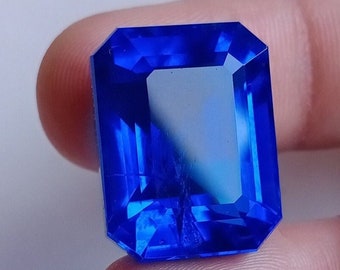 Pedra preciosa solta grande e bonita de quartzo azul de qualidade superior, feita à mão para fazer joias, o maior octógono facetada tamanho de pedra preciosa 19x16x14,7 mm 36,00 ct